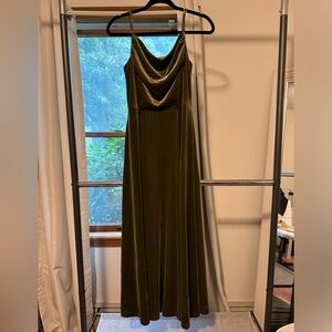 Velvet cowl neck bridesmaid dress